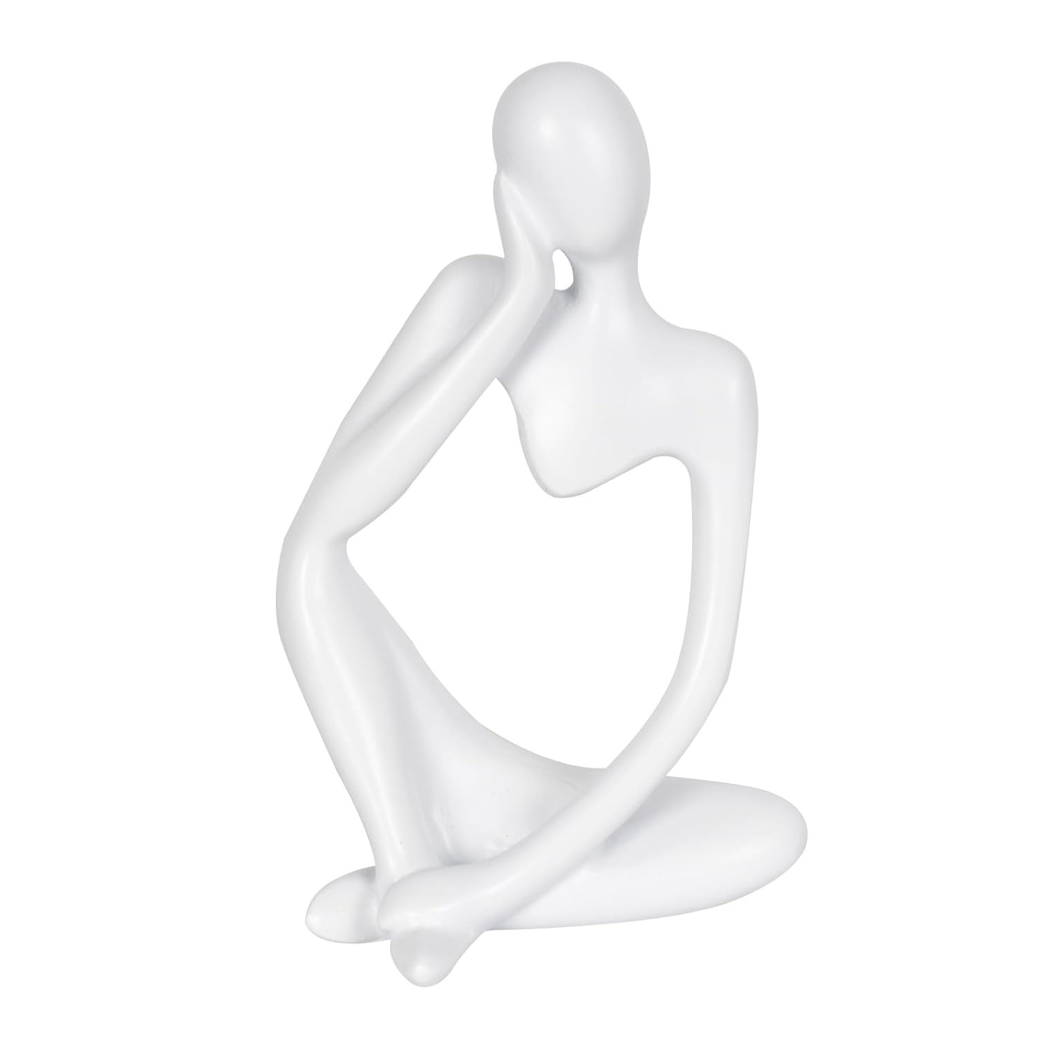 Escultura Abstrata de Resina Branca Denker - Decoração Moderna para Sala e Escritório