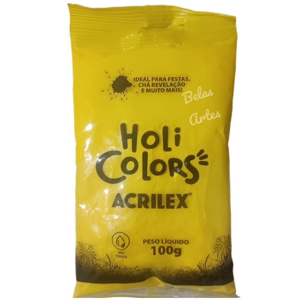 HOLI COLORS ACRILEX 50G 505 Amarelo Ouro - Pintura Facial Vibrante e Segura
