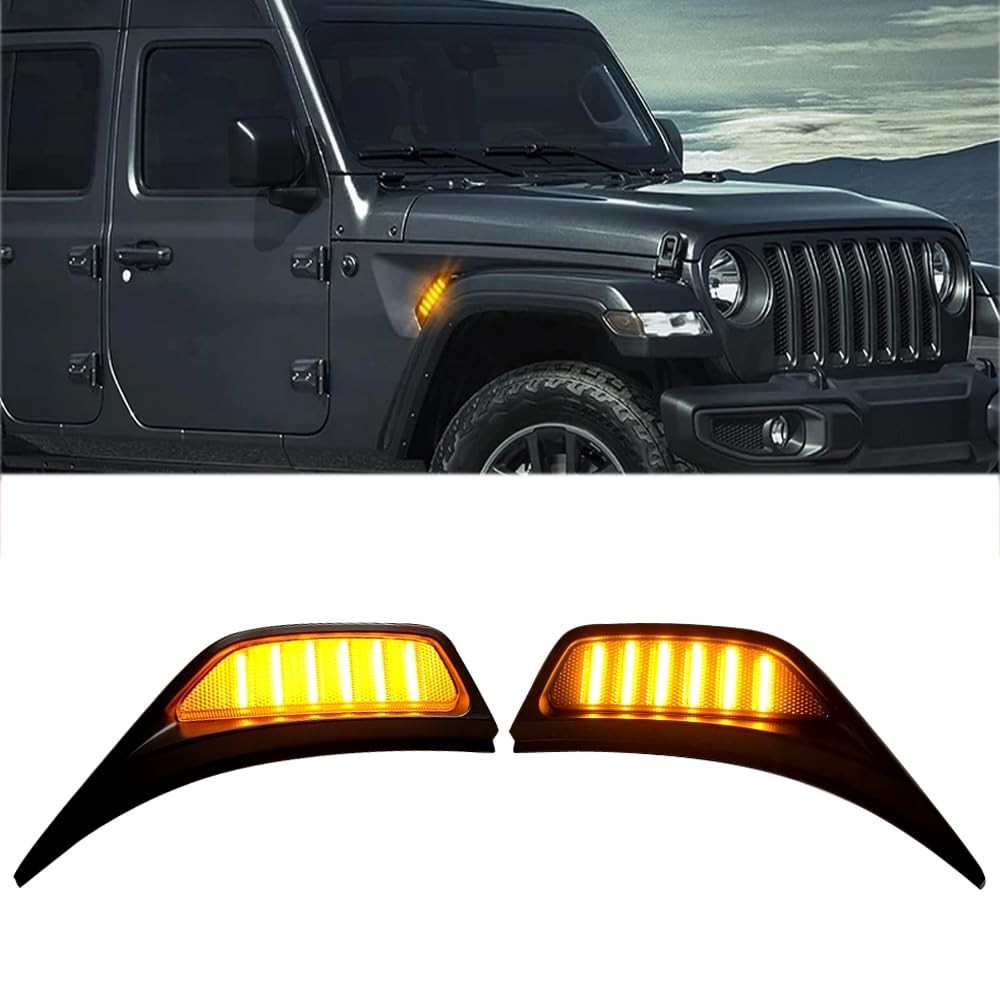 Lâmpadas LED DRL Fumê para Jeep Gladiator JT e Wrangler JL - Seta Dinâmica Âmbar