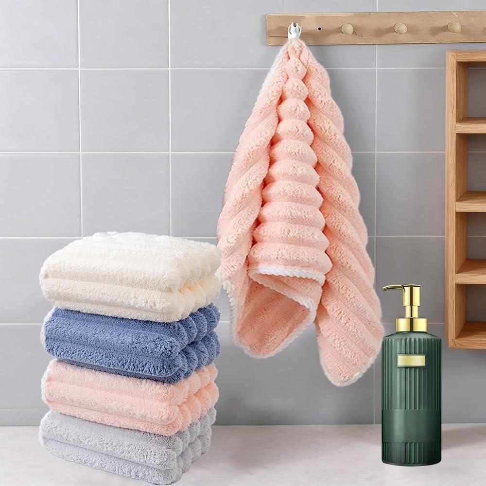 Toalhas de Mão de Microfibra Coral Macio 30x61cm - Ultra Absorventes e Leves com Alça