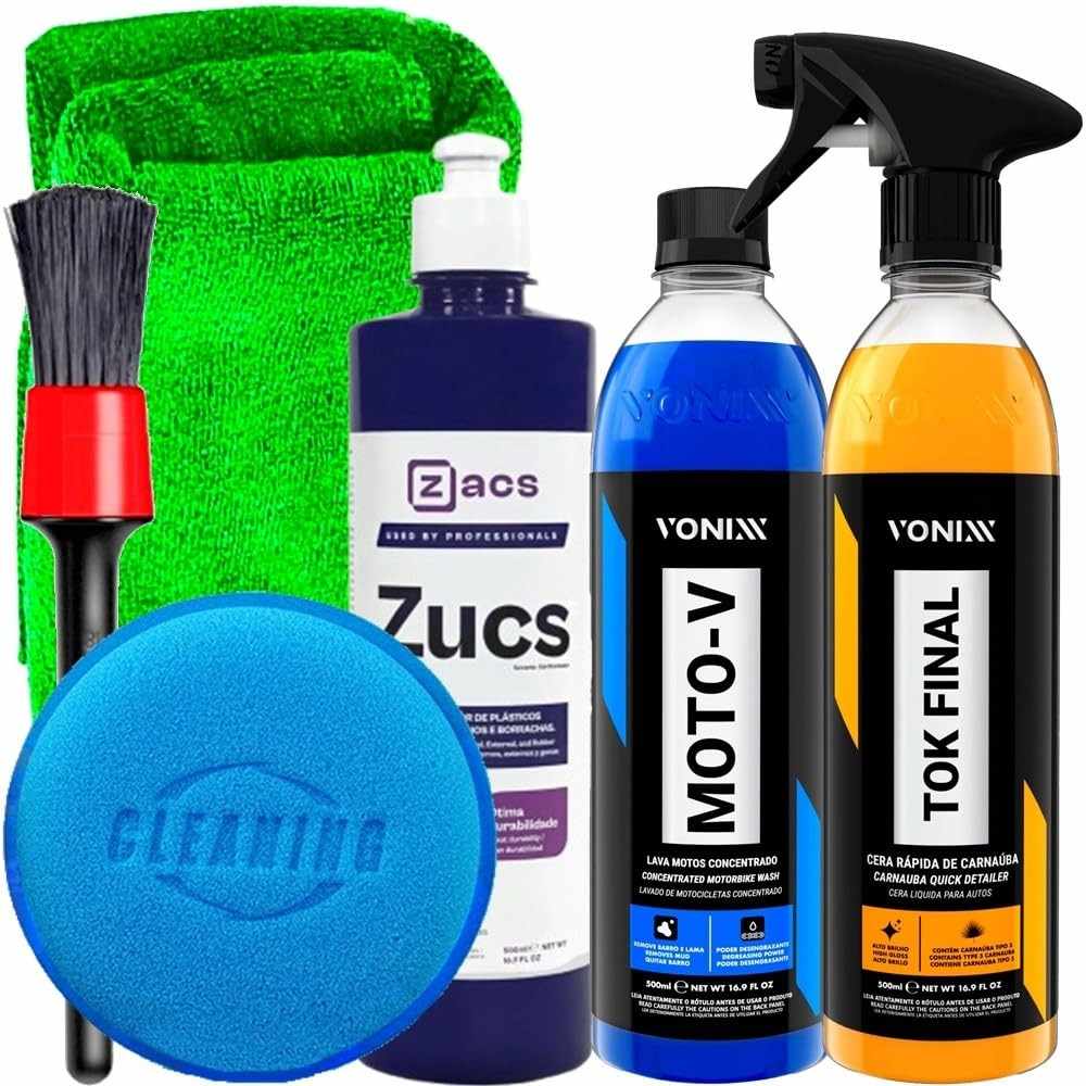 Kit Completo Vonixx Moto-V: Limpeza e Brilho Impecável para Sua Moto