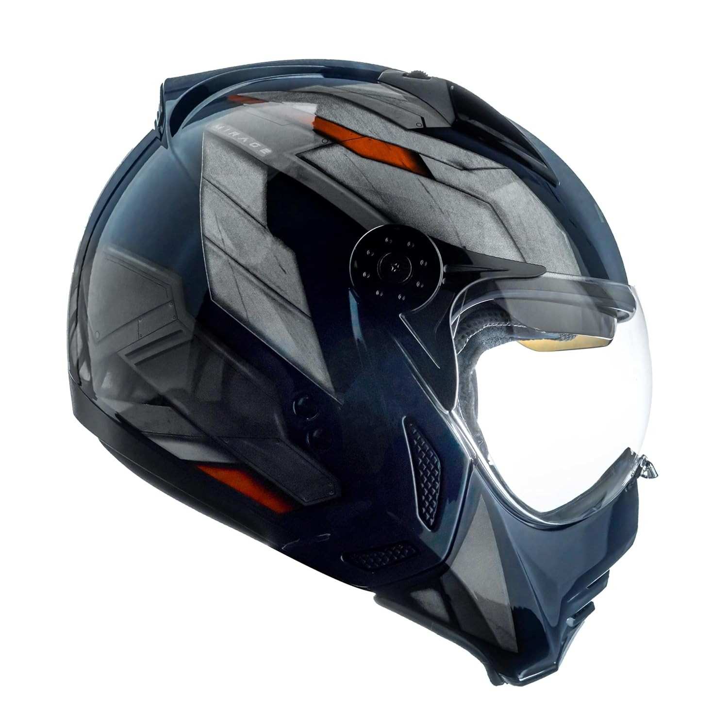 Capacete Peels Mirage Steel Azul/Laranja: Estilo, Segurança e Conforto com Queixeira Removível e Óculos Solar