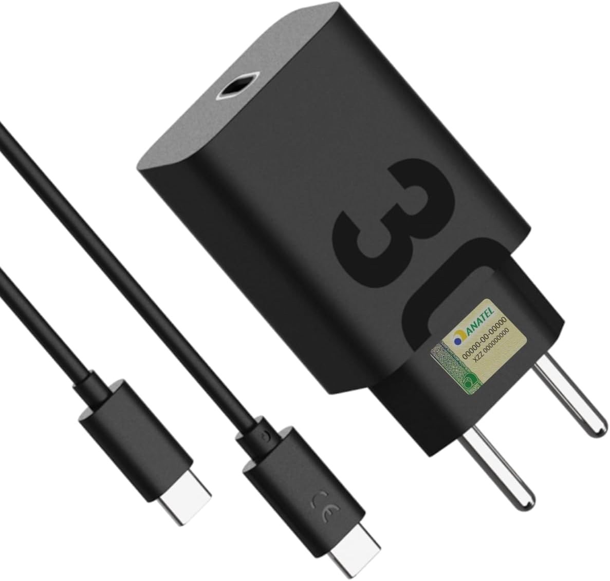 Carregador Turbo 30W USB-C Ultra Rápido + Cabo: Potência e Segurança para Todos Seus Dispositivos