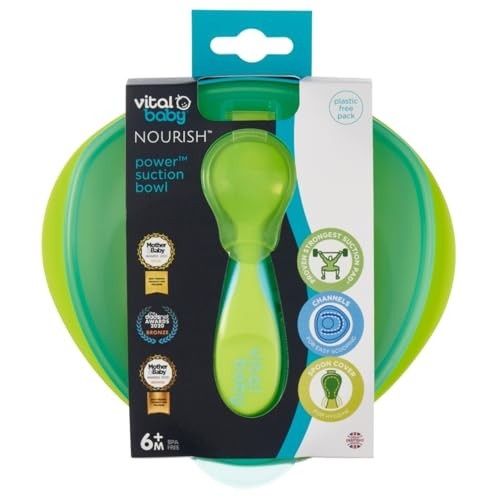 Tigela de Sucção Vital Baby NOURISH com Tampa e Colher - Segura e Prática para Bebês