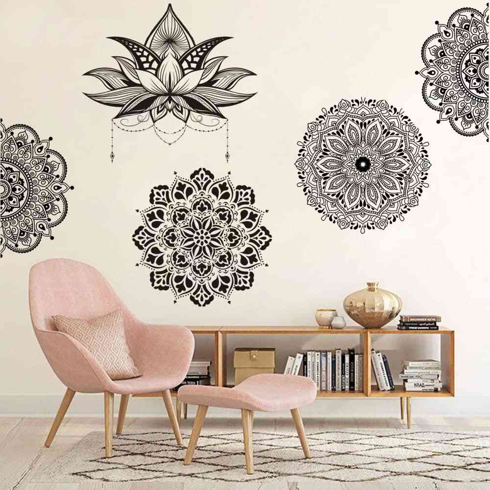 Adesivo de Parede Mandala Floral - Decoração Boho para Sala, Quarto e Yoga