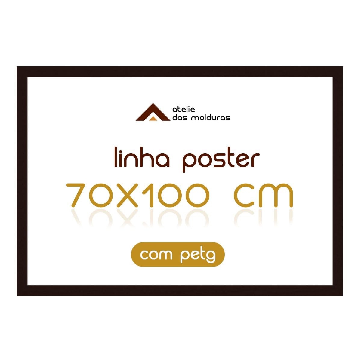Moldura 70x100 com Proteção PETG para Quadros, Posters e Artes - Design Moderno em Preto