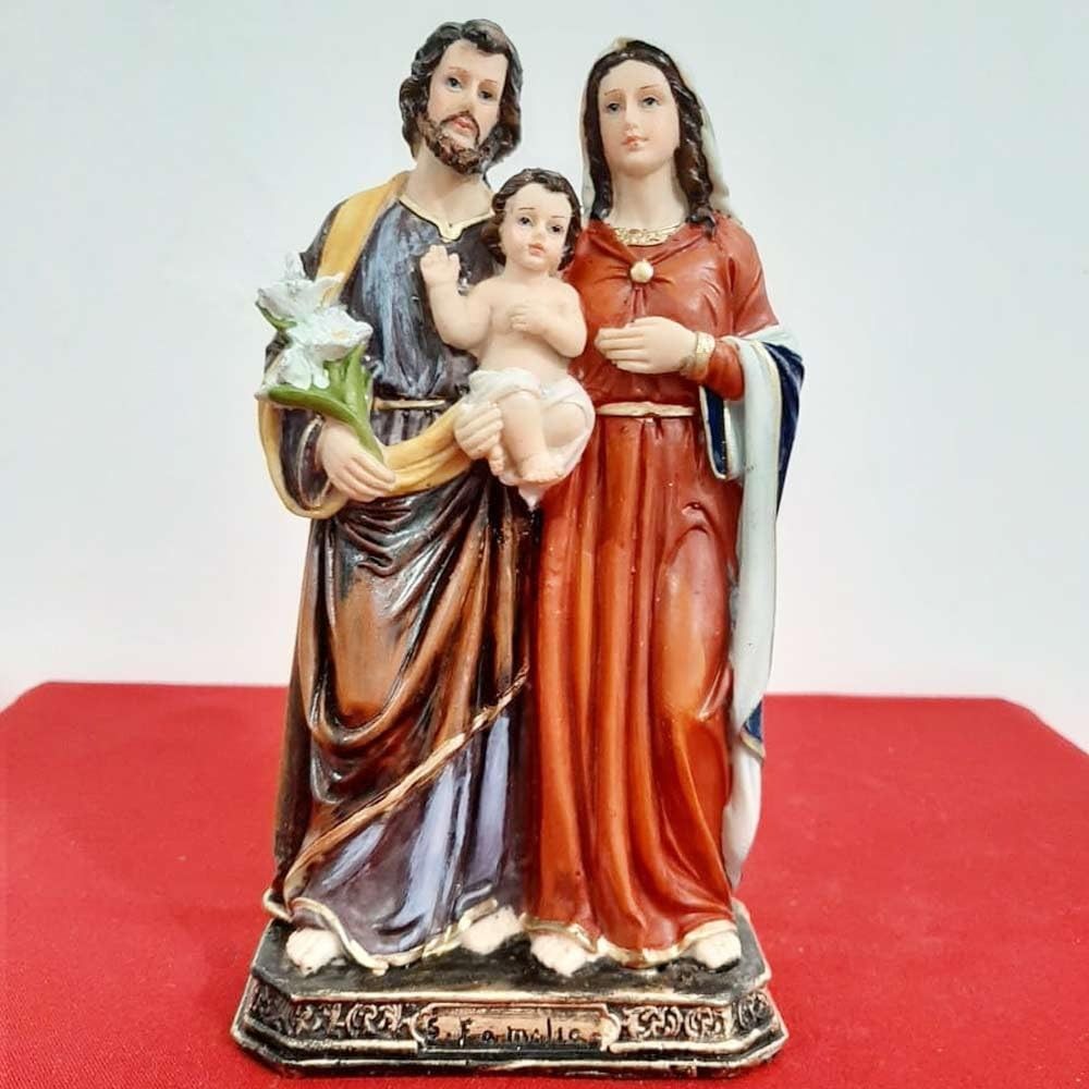 Imagem da Sagrada Família em Resina 20 cm – Decoração Religiosa Durável e Elegante