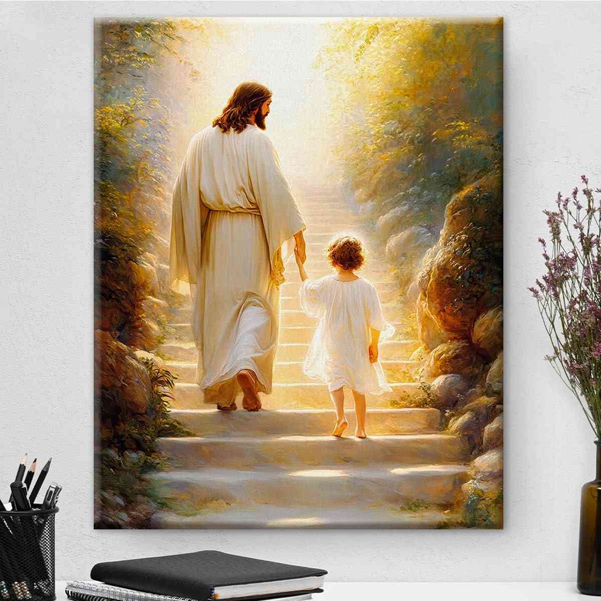 Arte de Parede Cristã com Versículo Bíblico 'Siga-me Jesus' - Pôster Decorativo em Tela 20x25cm