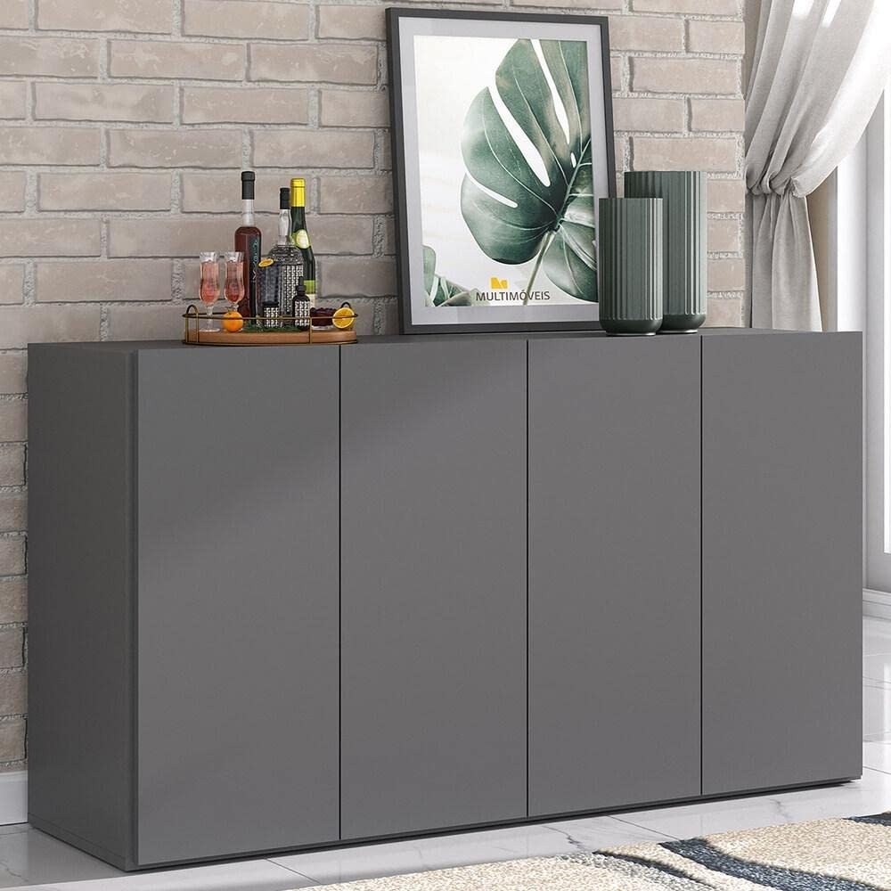 Aparador Buffet 4 Portas Veneza - Design Moderno e Resistente em Grafite