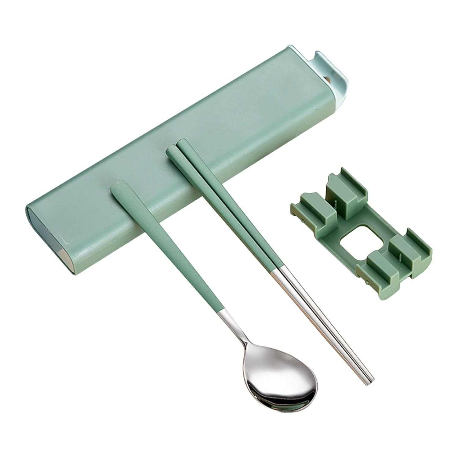 Conjunto de Talheres Reutilizáveis com Estojo – Palitos e Colher em Aço Inox para Viagem