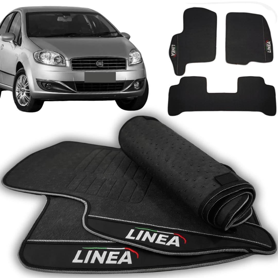 Jogo de Tapetes Automotivos Emborrachados Premium para Fiat Linea (2008-2012) - 3 Peças