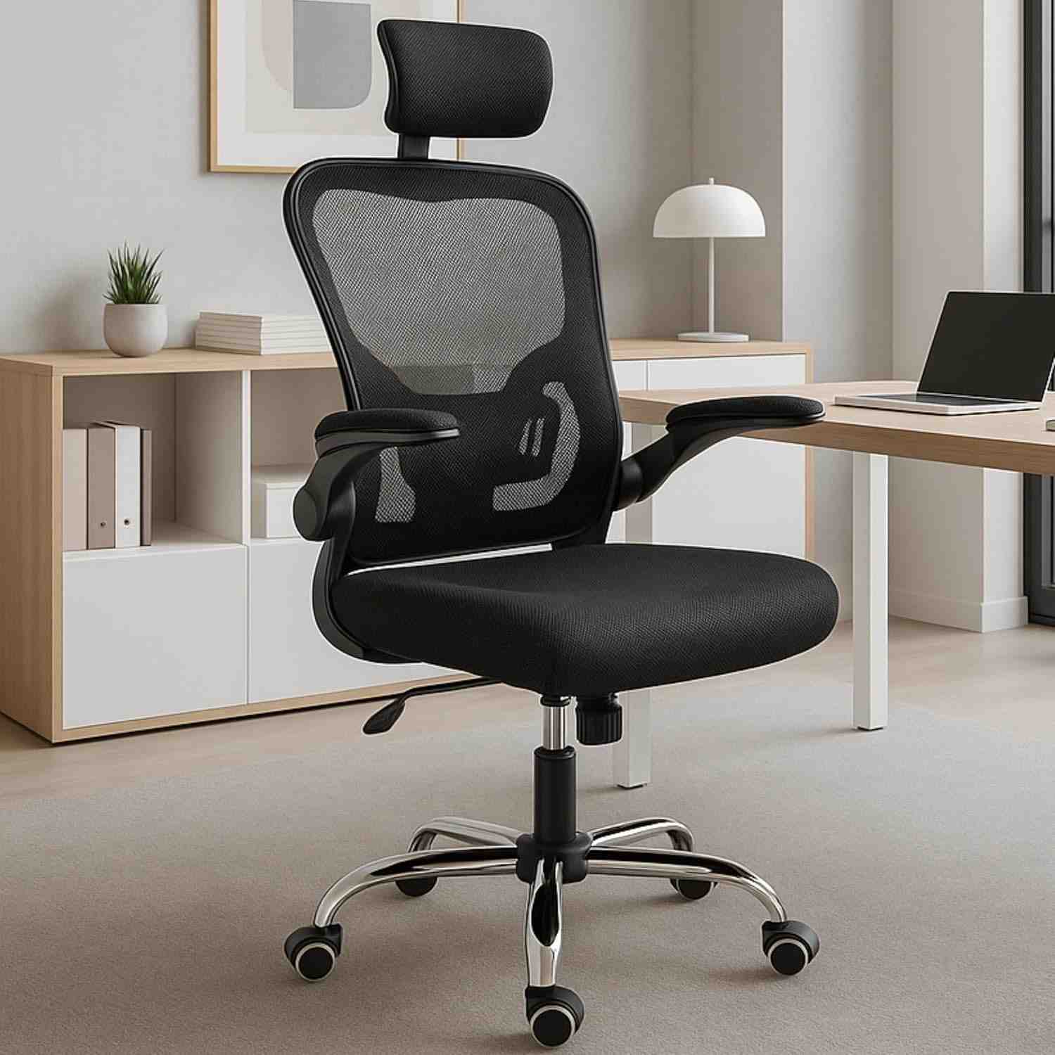 Cadeira Ergonômica Presidente com Encosto Mesh Reclinável 135° | Apoio de Cabeça e Braços Ajustáveis | Até 120kg
