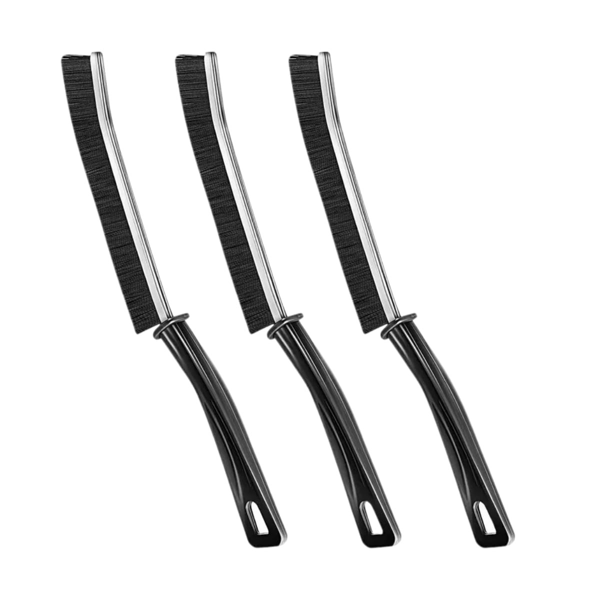 Kit 3 Escovas Multiuso para Cantos e Fendas com Cerdas Duras + 3 Ganchos Adesivos - Limpeza Profunda em Espaços Difíceis