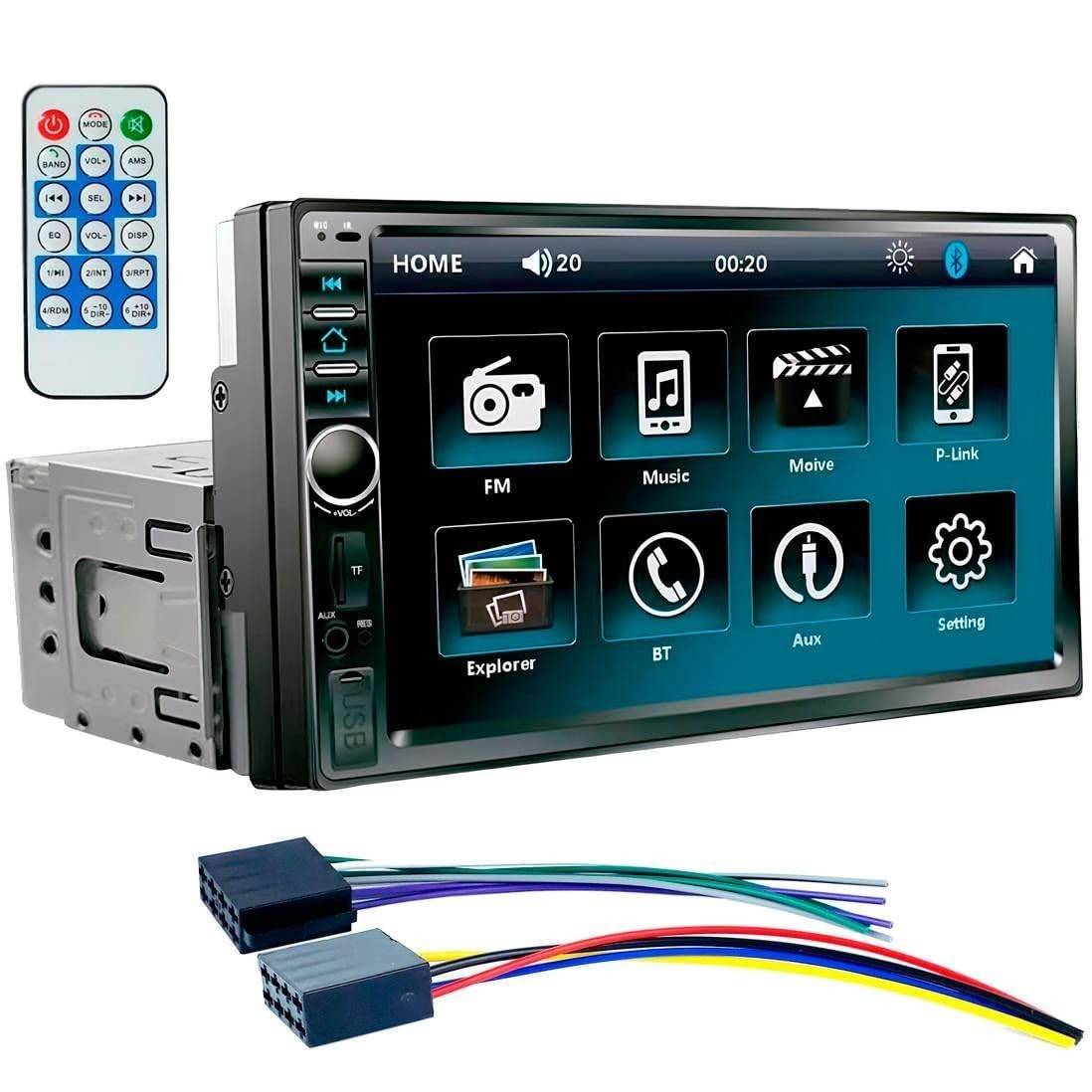 Central Multimídia MP5 7" 1Din/2Din: Espelhamento, Bluetooth e USB para seu Carro