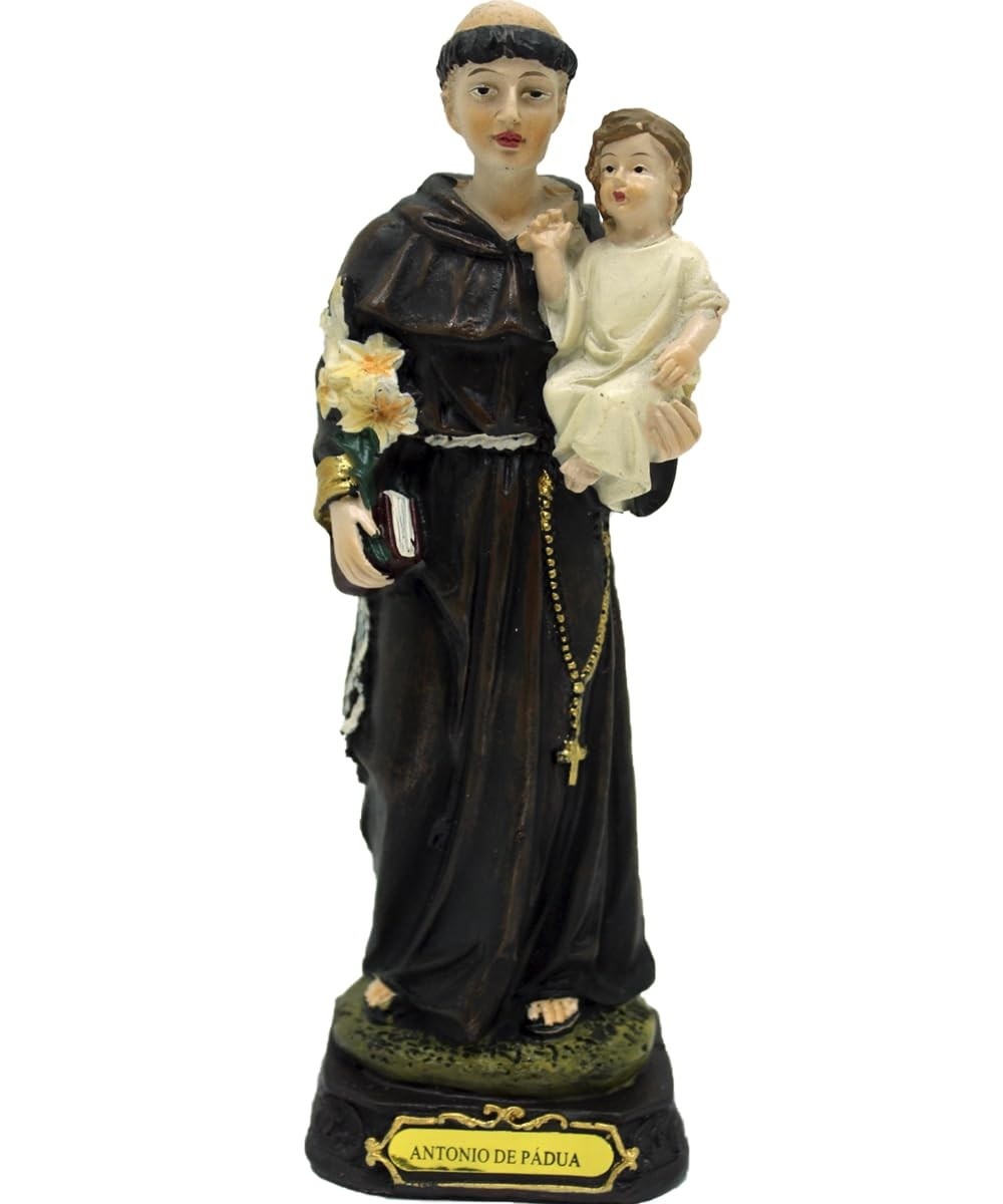 Estátua de Santo Antônio de Pádua em Resina - 16cm | Decoração Sagrada e Proteção