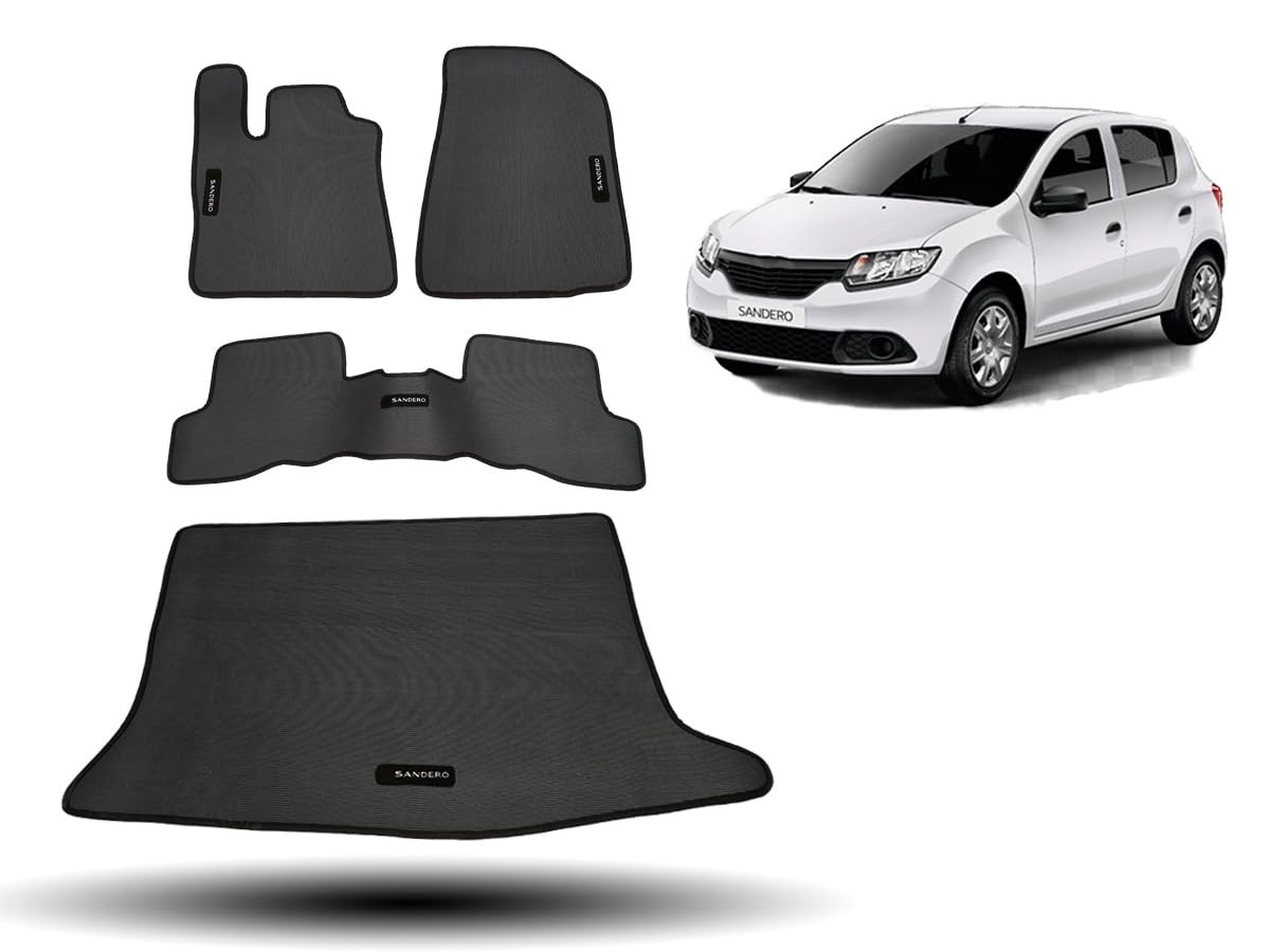 Tapete Borracha Sandero 2015-2022: Proteção Completa e Estilo com Porta-Malas Integrado
