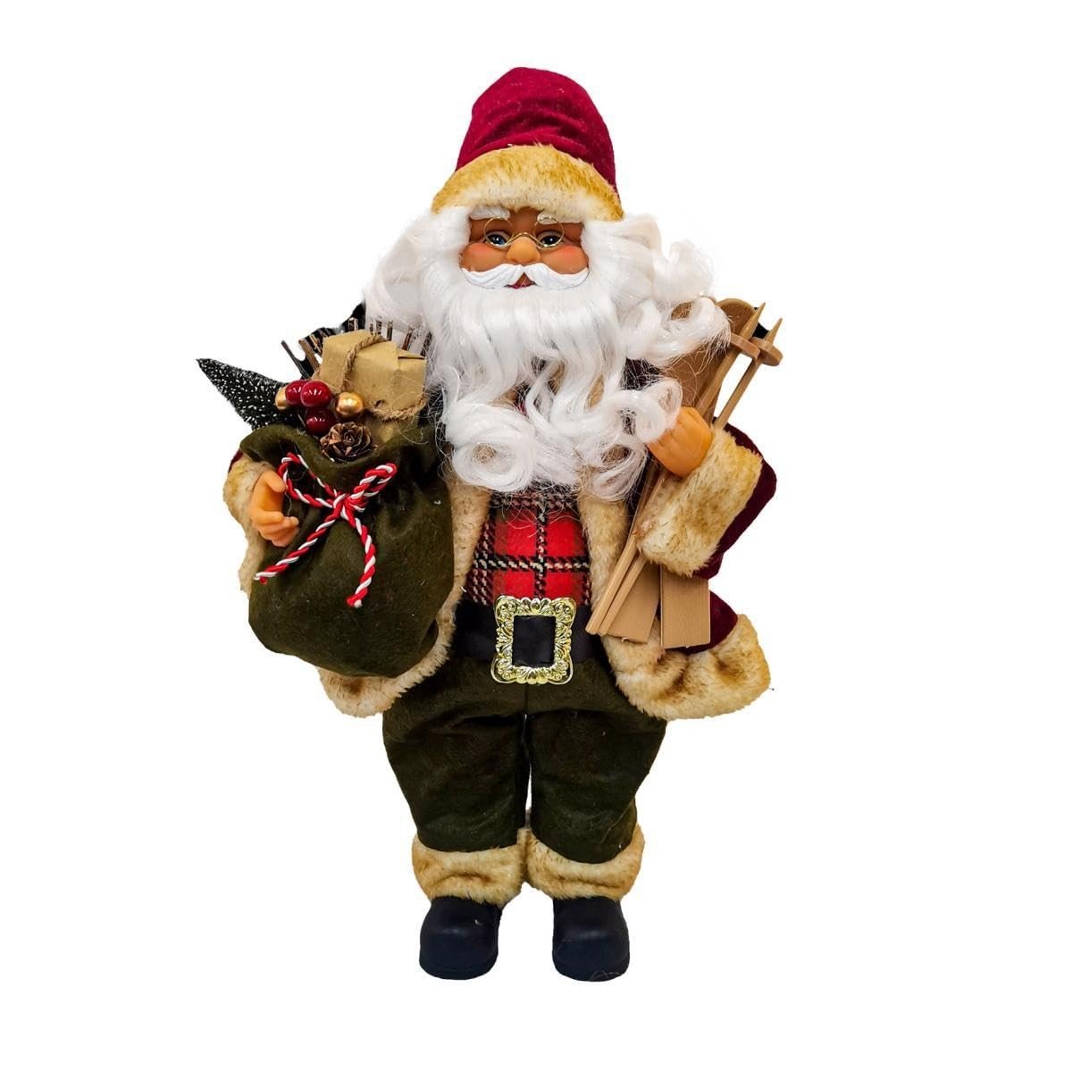 Papai Noel Decorativo 40cm - Boneco Natalino com Estilo Verde para Decoração Sofisticada