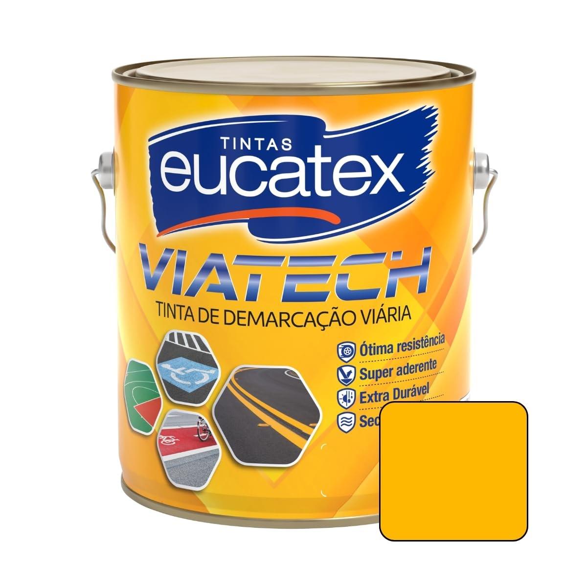Tinta para Piso de Demarcação Emborrachada Viatech Eucatex 3,6L - Amarelo Segurança
