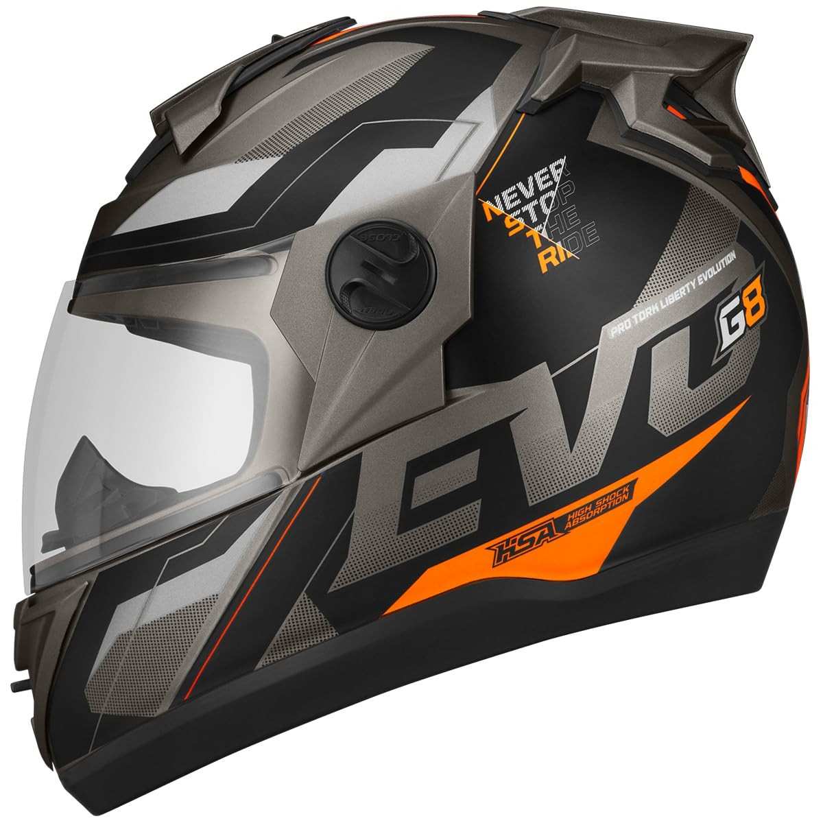 Capacete Fechado Pro Tork Evolution 788 G8 EVO Fosco Grafite/Laranja - TAM 62