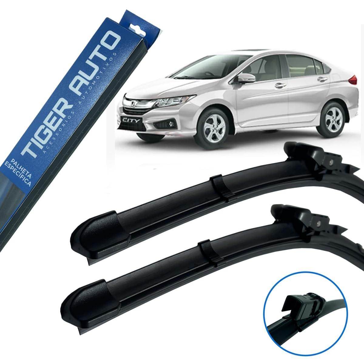 Palhetas Limpador Para-brisa Silicone Tiger Auto Honda New Fit/City (2009-2014) - Par