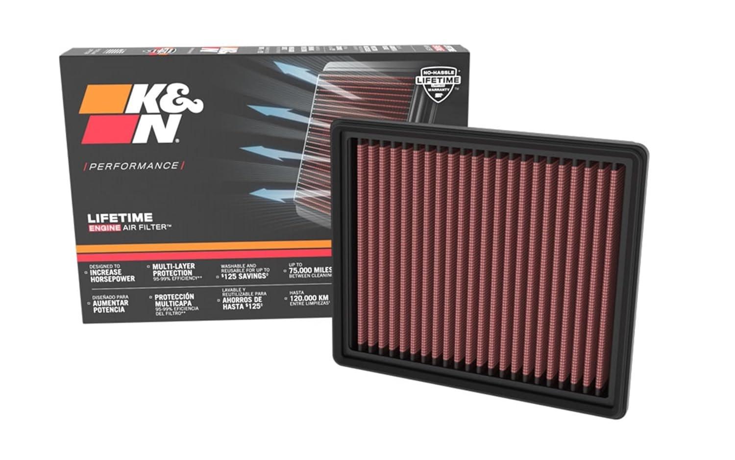 Filtro de Ar K&N Alto Fluxo Vitalício: Potência e Economia para Ford/Lincoln 2.5L (2020-2025)