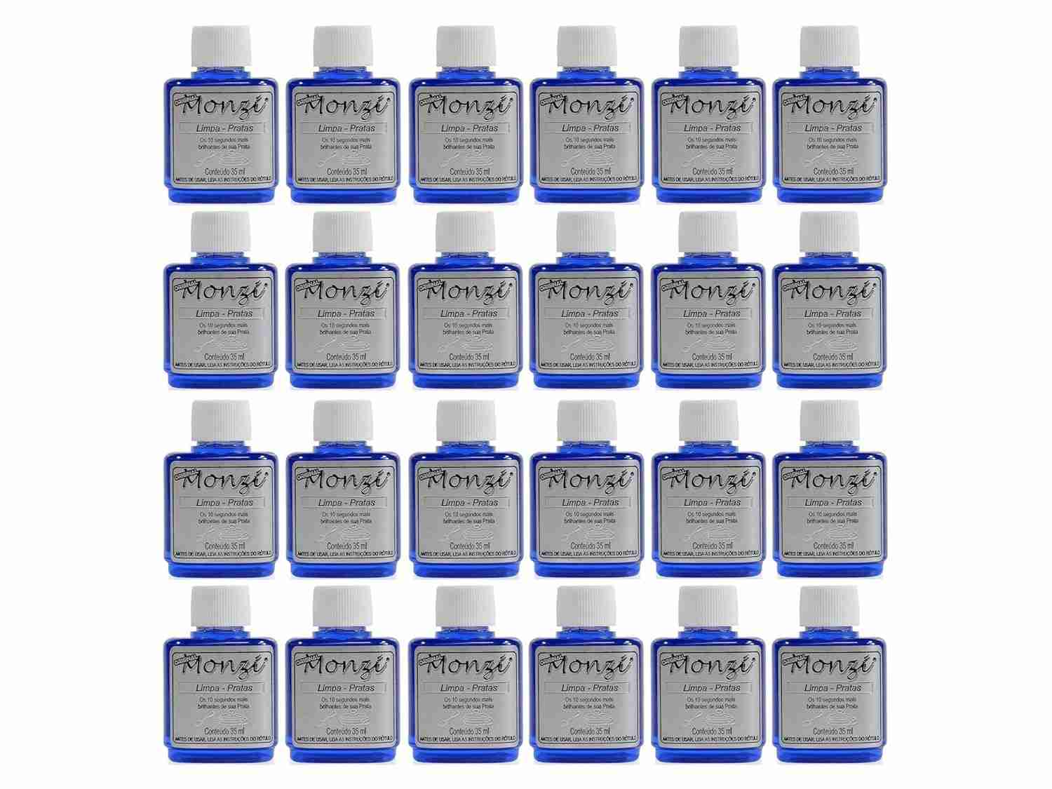 Limpa Pratas Original Monzi - 24 Frascos de 35ml - Fórmula Profissional para Brilho e Proteção