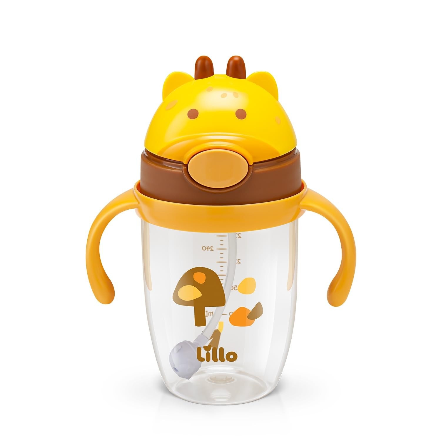 Copo Infantil com Canudo 300ml Girafa - Seguro, Ergonômico e Antivazamento