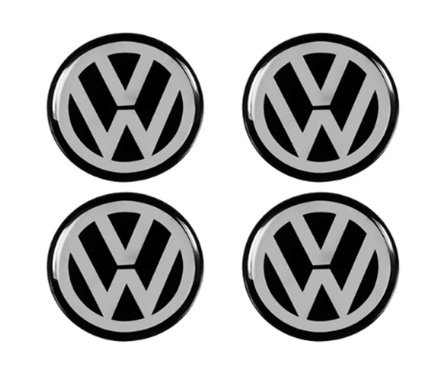 Emblema Resinado Preto/Prata 48mm - Calota Central para VW Gol, Fox, Voyage e Mais