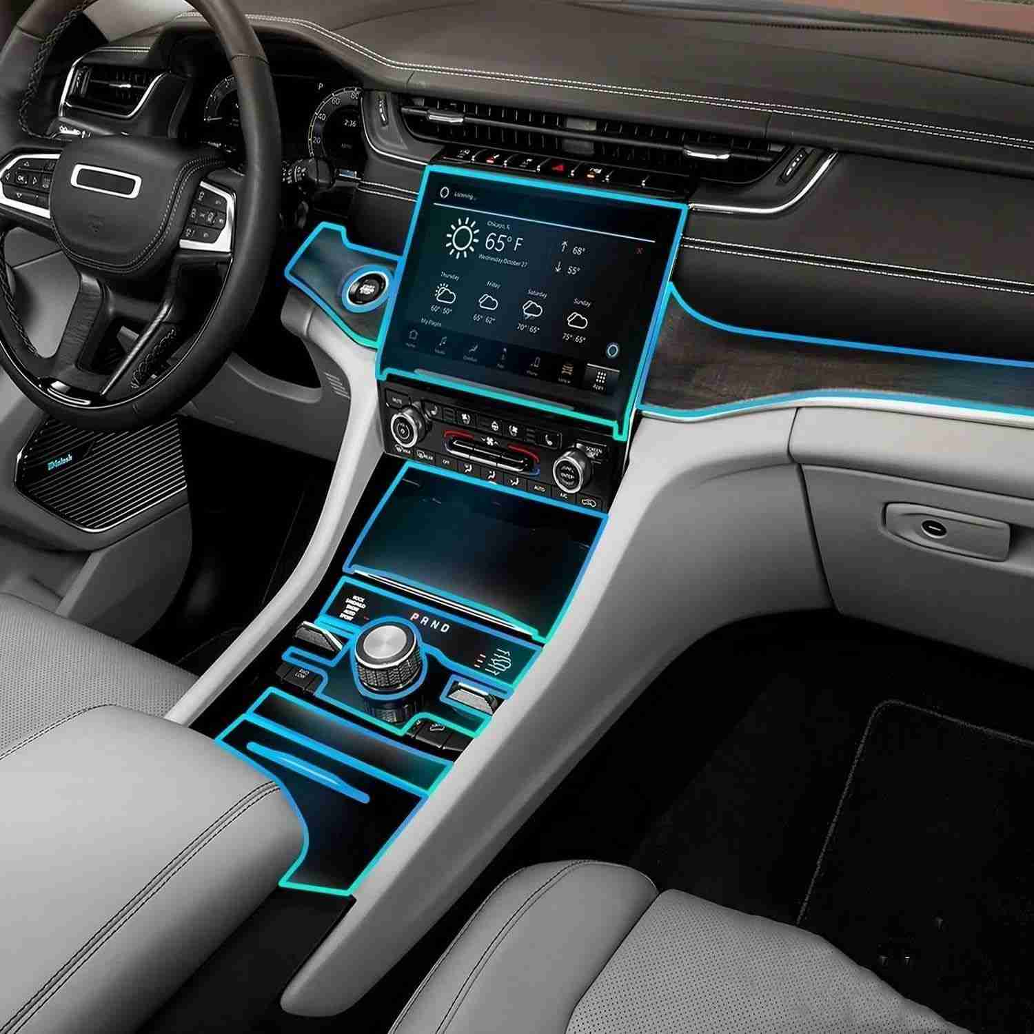Película Protetora TPU Transparente para Jeep Grand Cherokee 2021-2024: Proteção e Estilo para seu Painel