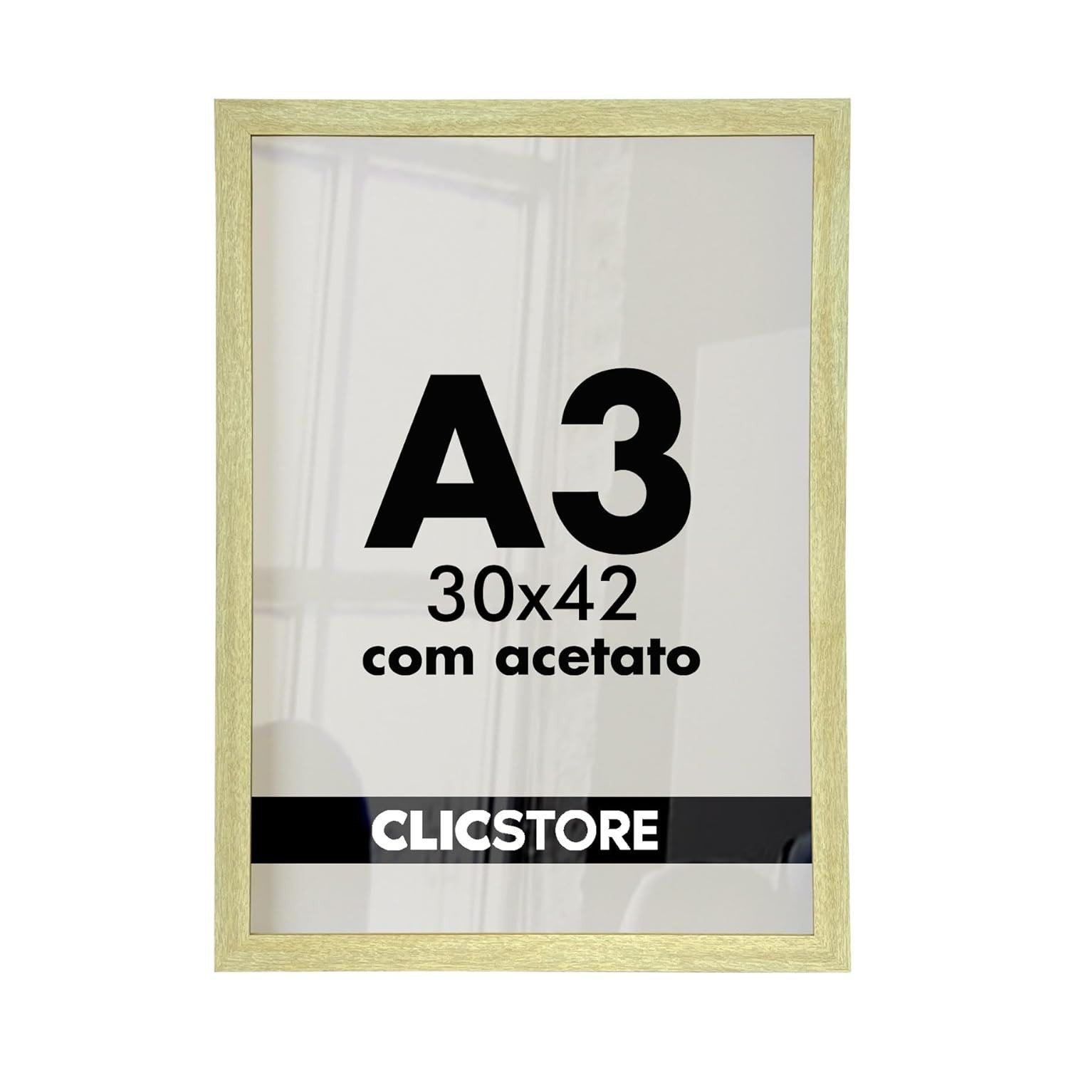 Moldura A3 30x42cm em Madeira Reflorestada com Acetato - Ideal para Diplomas, Fotos e Certificados (Carvalho)