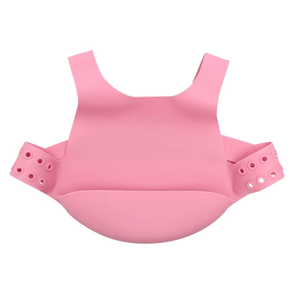 Babador Infantil Silicone com Cinta Ajustável Rosa - Proteção Total Contra Bagunça
