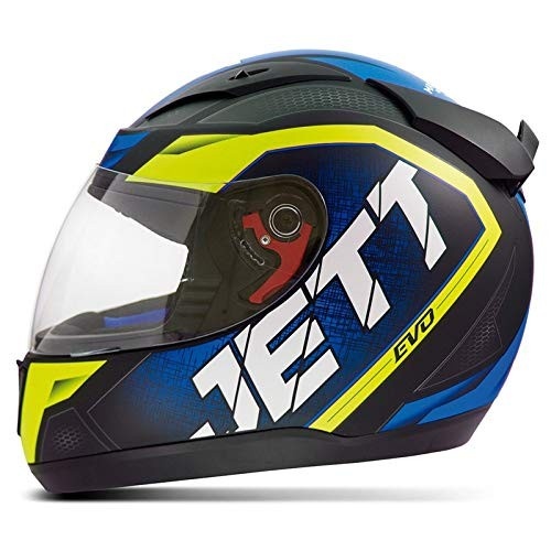 Capacete Fechado Pro Tork Jett Evo Line Fosco Azul/Amarelo - Tamanho 56: Segurança e Estilo para Sua Pilotagem