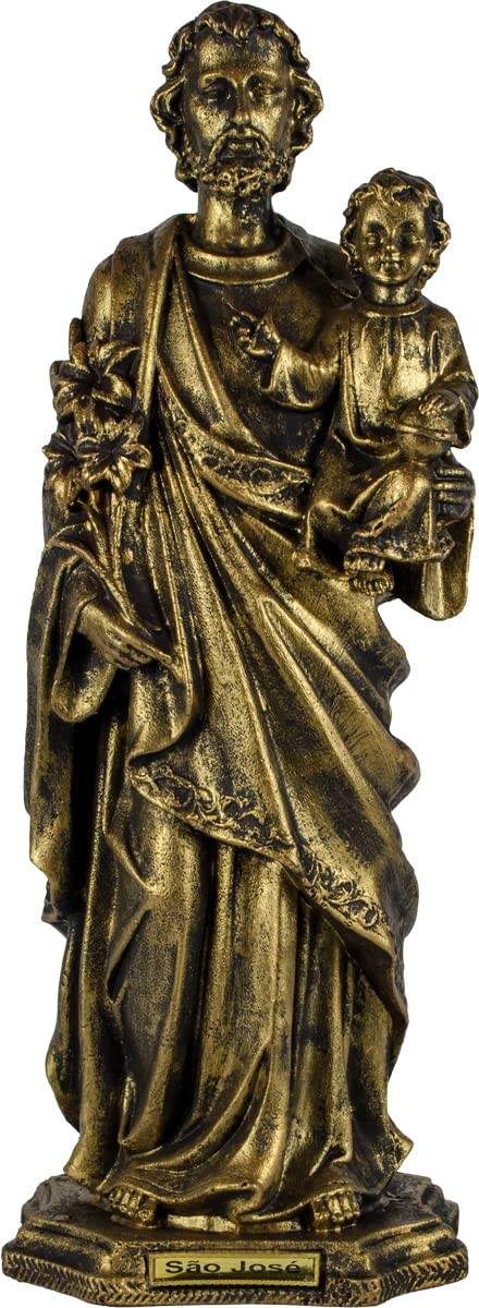 Imagem de São José Ouro Antigo 40cm - Resistente e Elegante para Decoração Religiosa