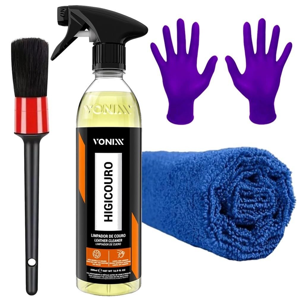 Kit Completo Higicouro Vonixx + Acessórios Karbox: Limpeza e Detalhamento Profissional para Couro