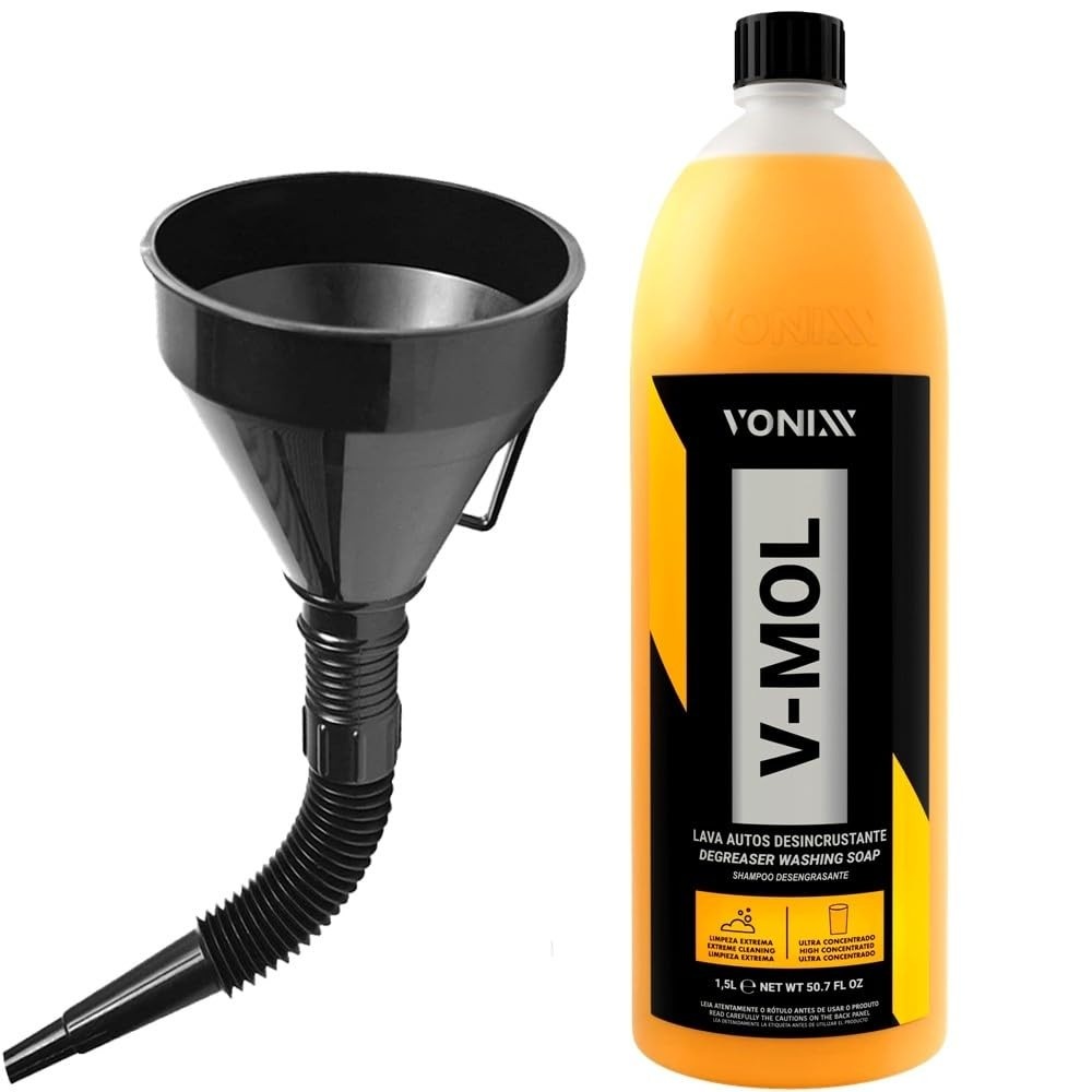 Kit Essencial Limpeza Automotiva: Shampoo V-Mol 1,5L + Funil Karbox