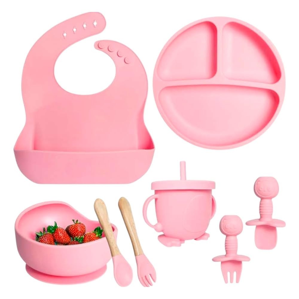 Kit Introdução Alimentar Bebê 8 Peças - Silicone Seguro, Ergonômico e Antitóxico