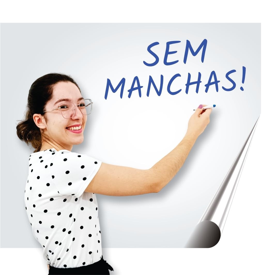 Adesivo Quadro Branco Lousa Laminado 2x1m - Sem Manchas, Resistente e Profissional