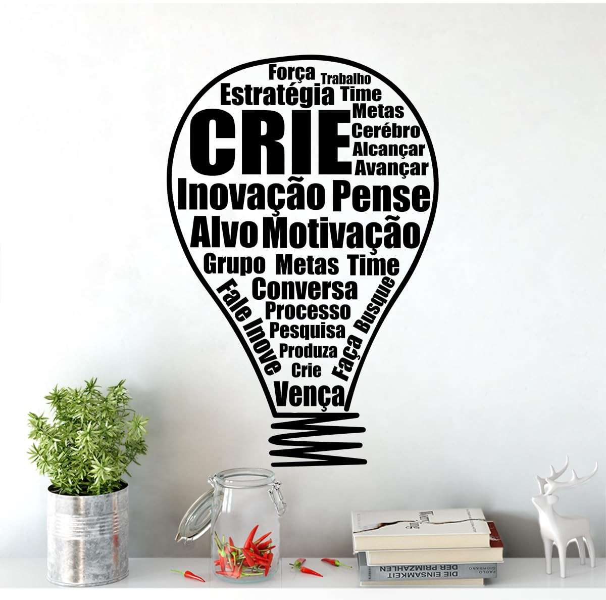Adesivo de Parede Motivacional Dentro da Lâmpada - Frases Inspiradoras para Ambientes Modernos