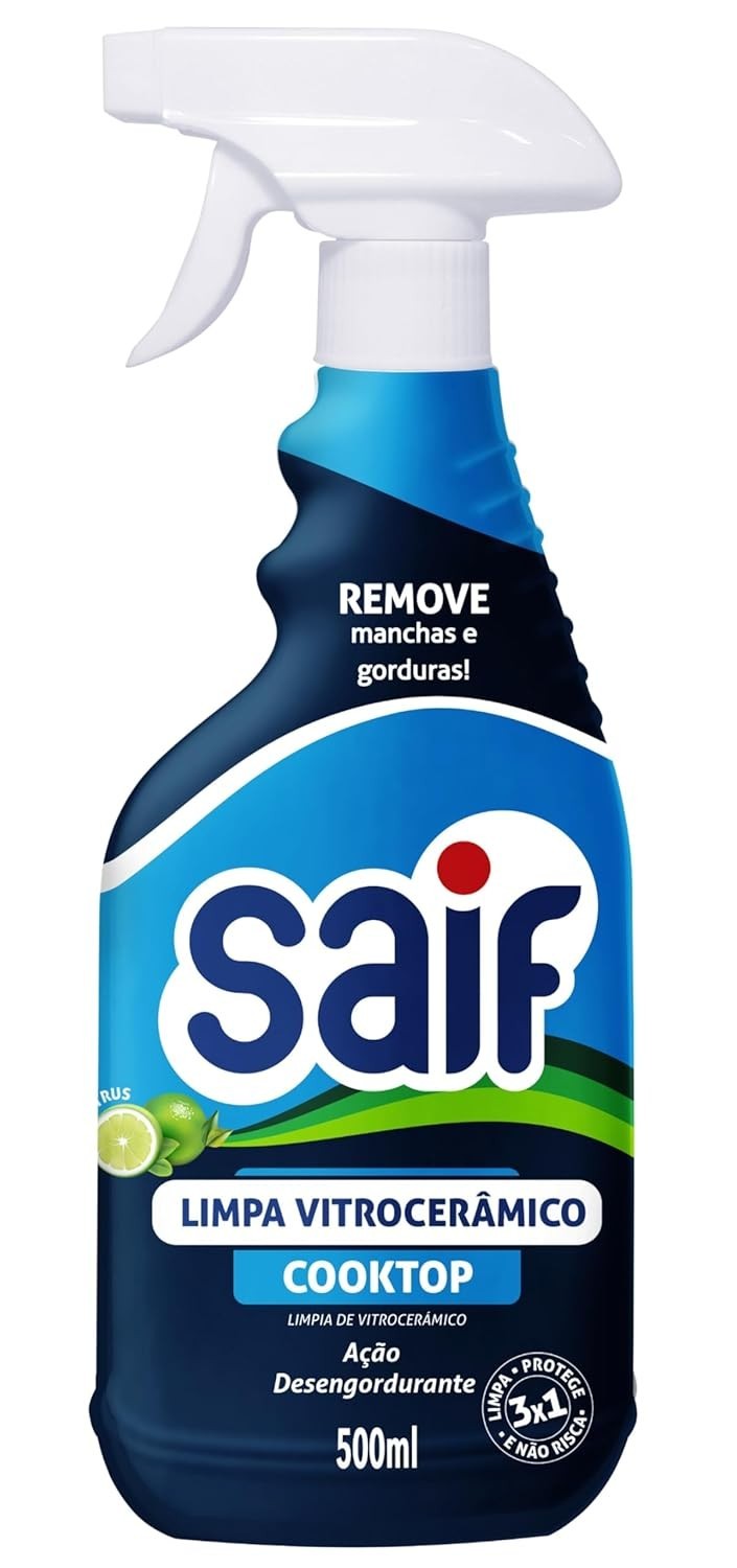 Limpa Vitrocerâmico com Gatilho Saif 500ml - Ação Desengordurante Potente para Cooktops