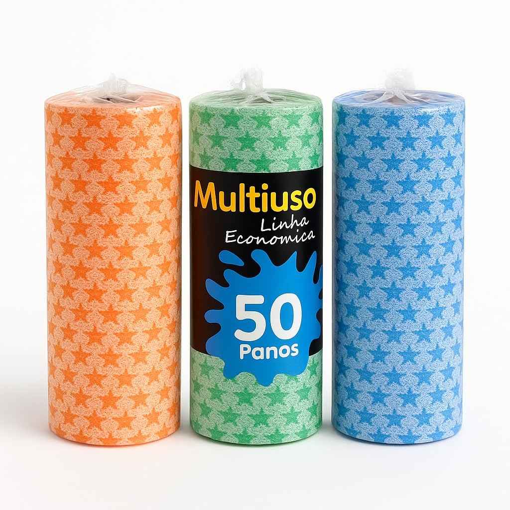 Kit 3 Pacotes Pano Multiuso Lava Enxuga e Dá Brilho - 150 Unidades para Limpeza Prática e Sustentável
