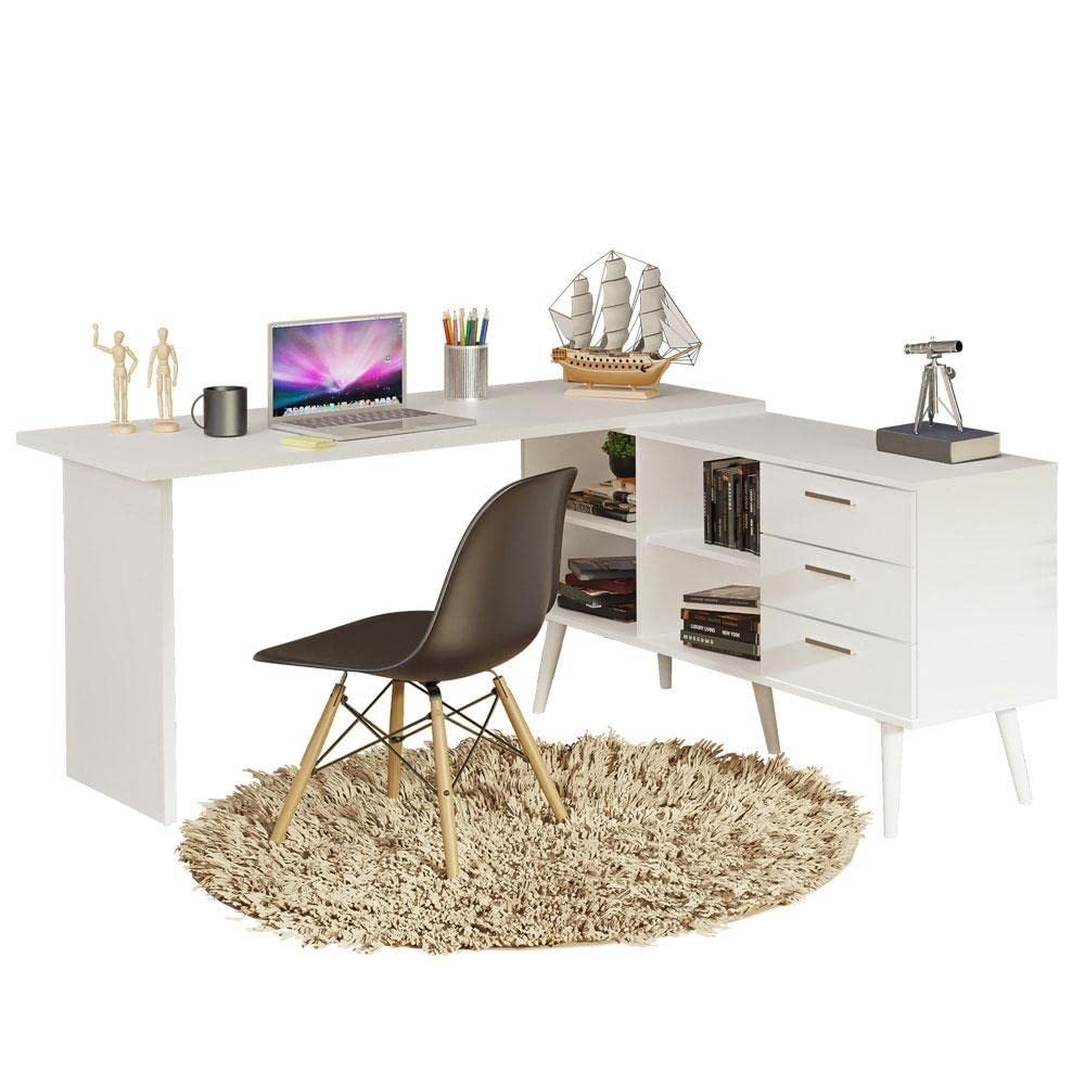 Escrivaninha de Canto com 3 Gavetas Lisboa Madesa - Design Moderno e Funcional