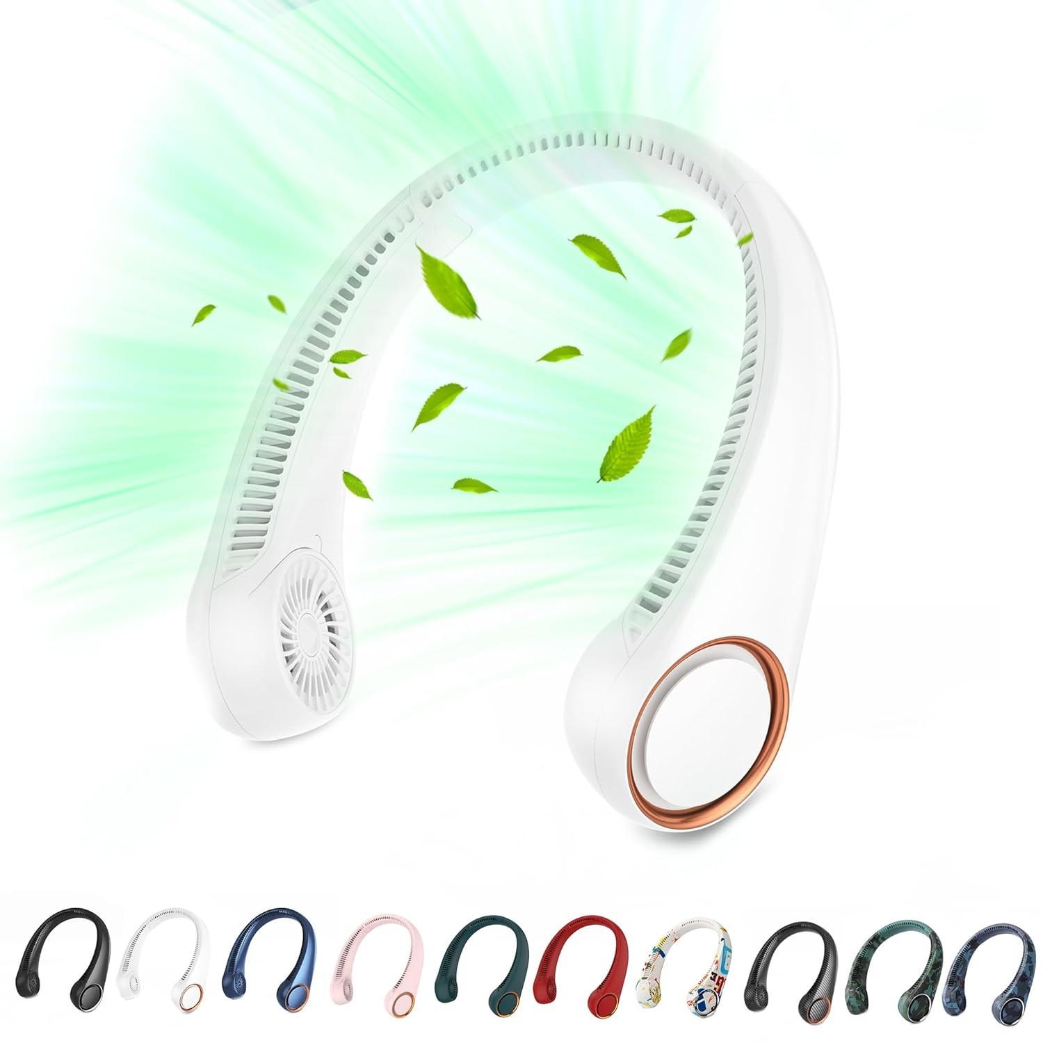 Ventilador de Pescoço Portátil 360° com Bateria 4000mAh - Mão Livre e Ultra Silencioso