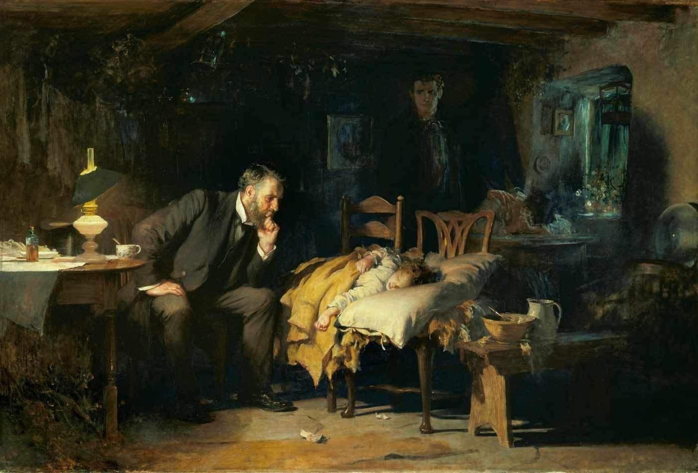 O Doutor (1891) de Luke Fildes - Tela Canvas 50x73cm | Arte Clássica para Decoração
