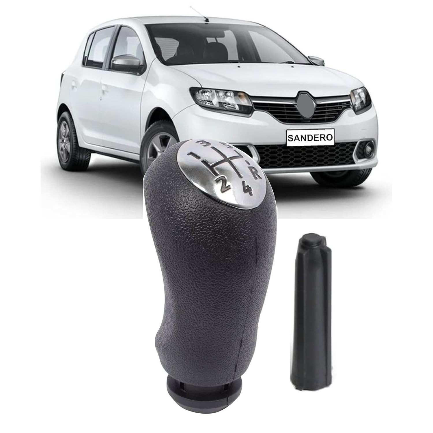 Manopla Câmbio Sandero Logan Duster Fluence Megane Cromada - Toque de Luxo e Conforto