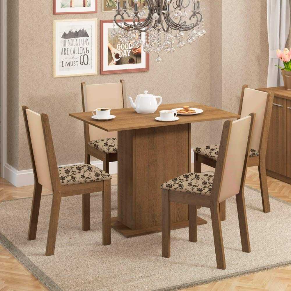 Conjunto Sala de Jantar Madesa Talita - Mesa 4 Cadeiras em Madeira com Estilo Rustic
