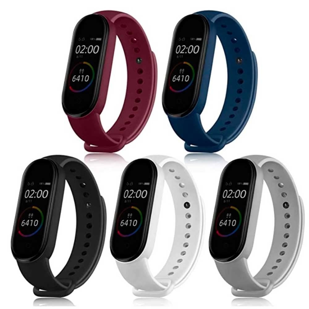 Pacote Kit 5 Pulseiras Extras Cores Vivas Silicone Compatível com Mi Band 7