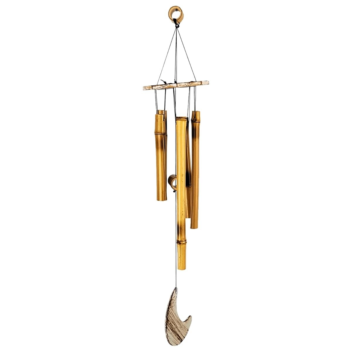 Sino dos Ventos Mensageiro de Bambu 60cm - Mobile com 5 Tubos para Decoração e Harmonia