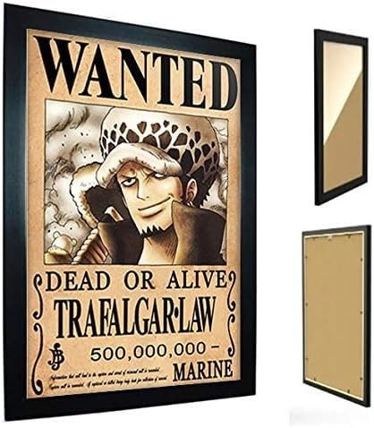Quadro Decorativo Trafalgar Law One Piece - Poster Wanted A4 com Moldura Premium