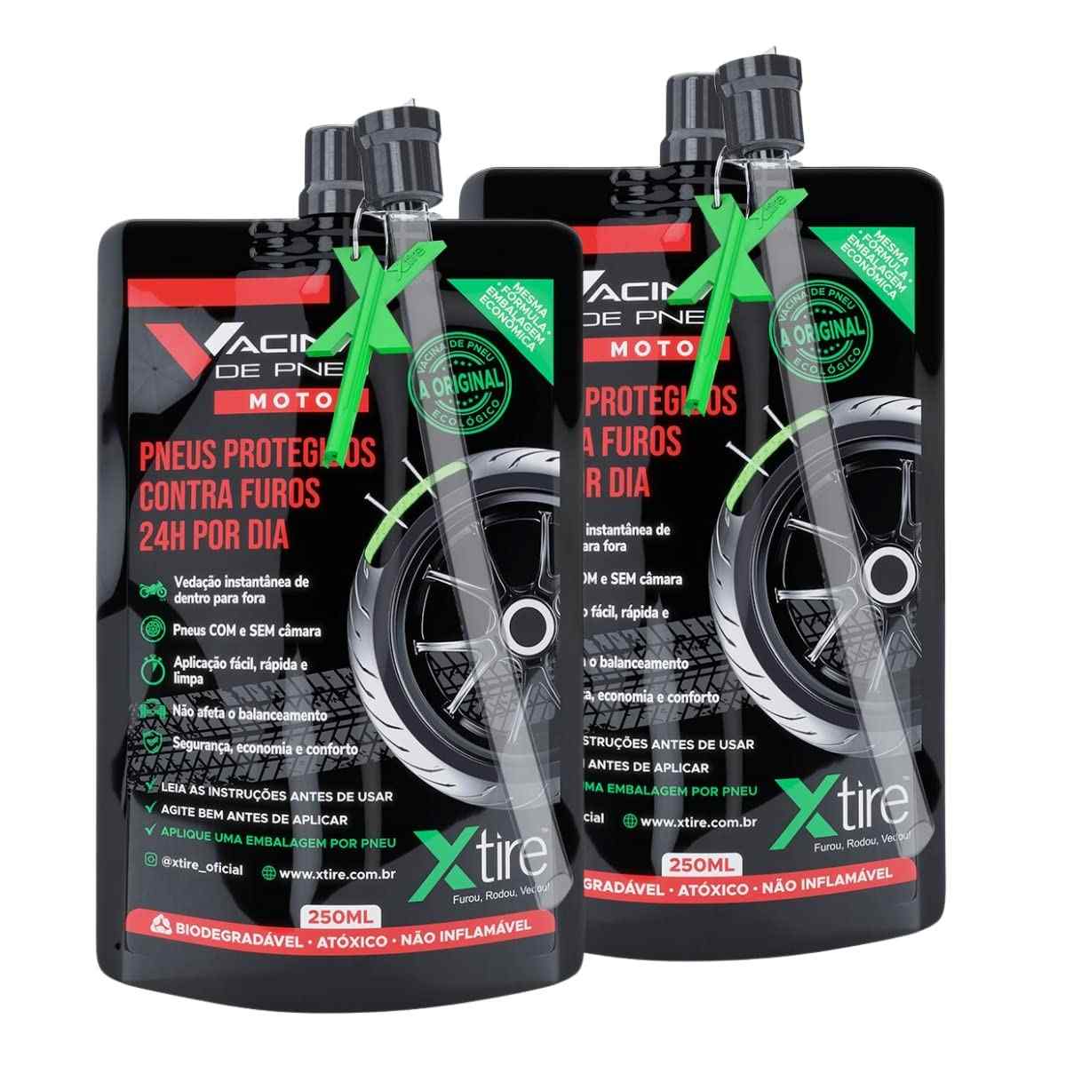 Kit 2x Selante Blindagem Pneu Moto Xtire 250ml: Proteção Imbatível!