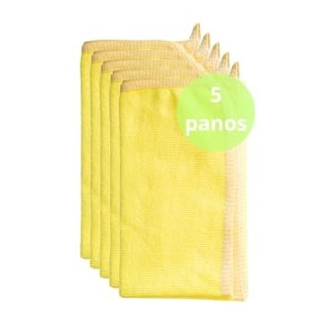 Kit 5 Panos de Microfibra 70x50cm - Alta Absorção, Multiuso e Sem Fiapos - Ideal para Vidros e Superfícies Delicadas